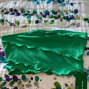 Green crop tube top, going out top